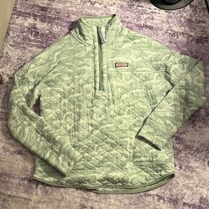 Vineyard Vines Quilted Pullover in Sage with Navy Patch